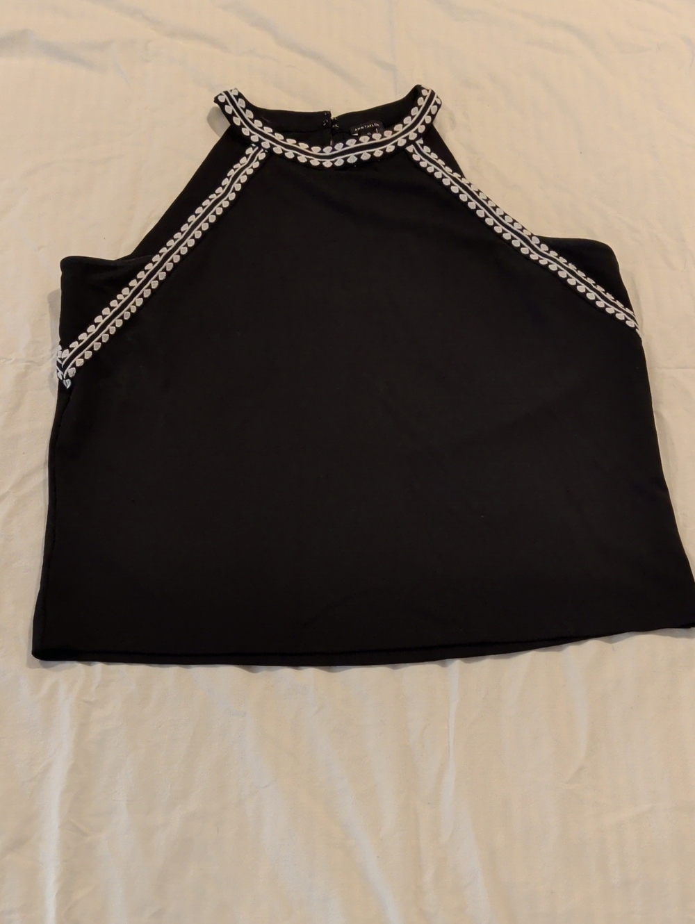 Ann Taylor Black Halter Tank with White Trim